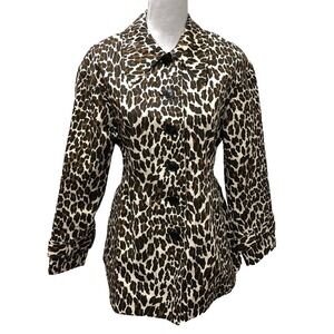 Tory Burch Reversible Jacket Womens 8 Leopard Print Button Gorpcore Outdoor